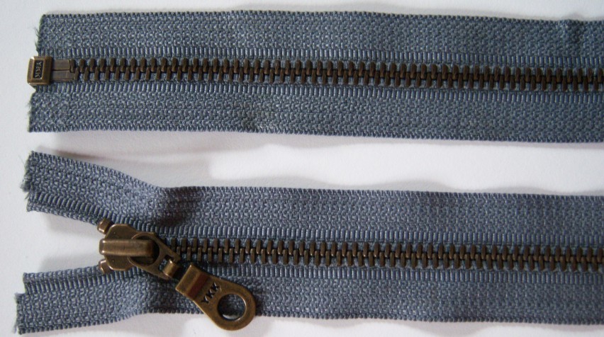 Grey YKK 24" Metal Separating Zipper