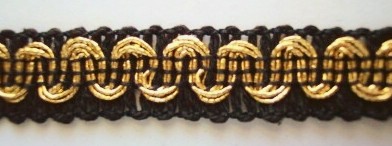 Black/Gold 1/2" Gimp Braid