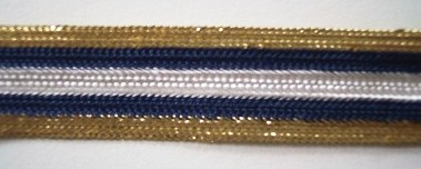 Navy/White/Gold 3/4" Middy Braid