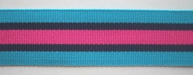 Turquoise/Black/Hot Pink 1" Grosgrain Ribbon