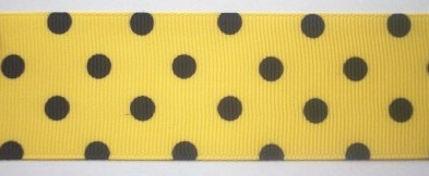 Yellow/Black Dot 1 1/2" Grosgrain Ribbon