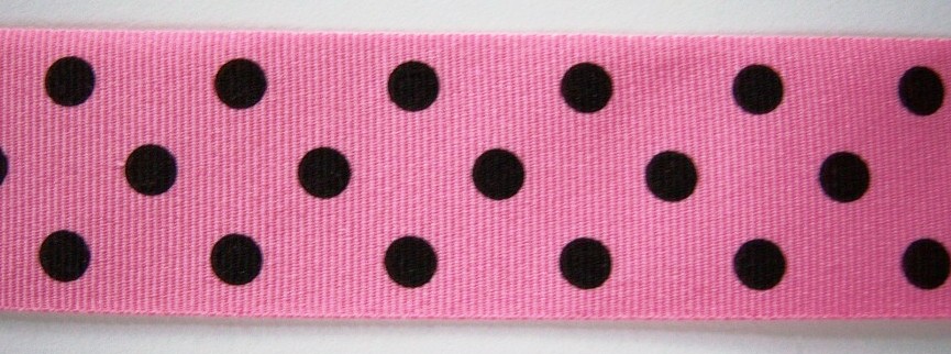 Candy Pink/Black Dot 1 1/2" Grosgrain Ribbon