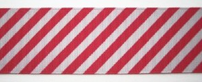Red/Silver Grey Bias Stripe 1 1/2" Grosgrain Ribbon