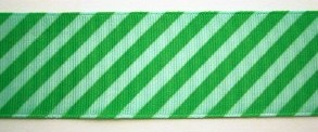 Mint/Green Bias Stripe 1 1/2" Grosgrain Ribbon