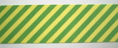 Yellow/Apple Bias Stripe 1 1/2" Grosgrain Ribbon