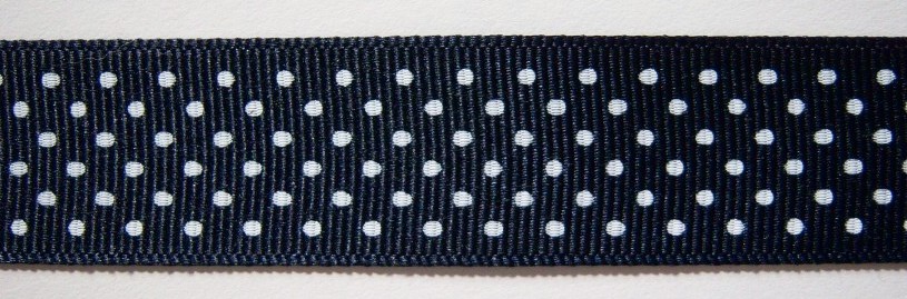 Navy/White Dot 7/8" Grosgrain Ribbon