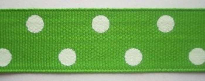Apple Green/White Dot 7/8" Grosgrain Ribbon