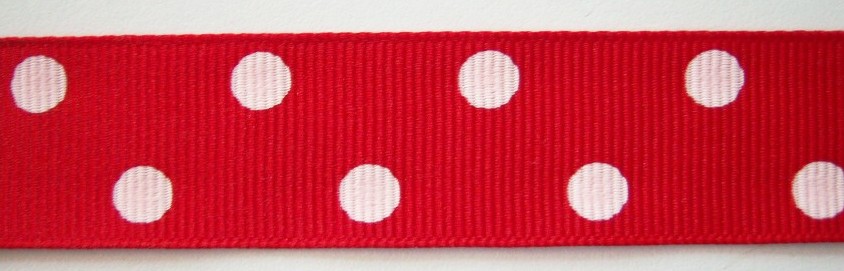 Red/White Dot 7/8" Grosgrain Ribbon