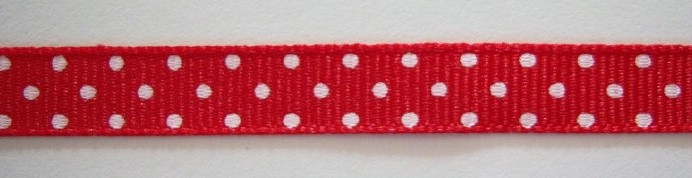 Red/White Dot 3/8" Grosgrain Ribbon