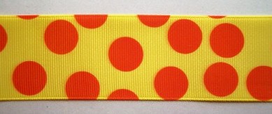 Yellow/Orange Dot 1 1/2" Grosgrain Ribbon