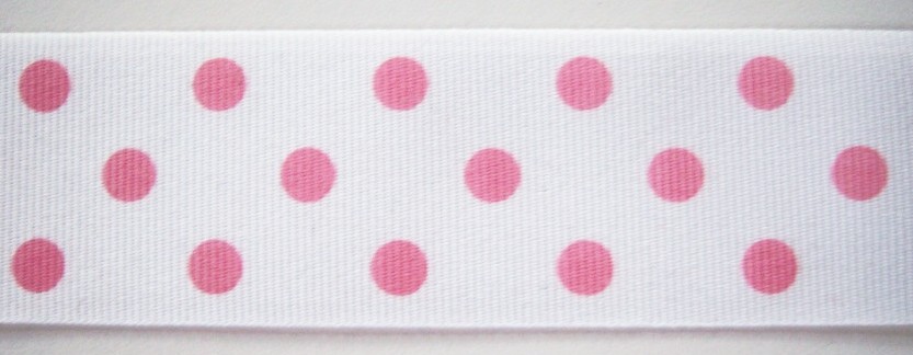 White/Candy Pink Dot 1 1/2" Grosgrain Ribbon