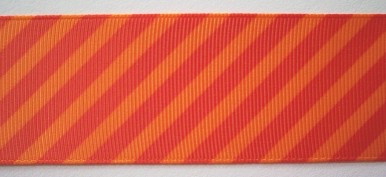 Tangerine/Orange Bias Stripe 1 1/2" Grosgrain Ribbon