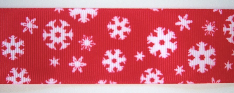 Red/White Snowflakes 1 1/2" Grosgrain Ribbon