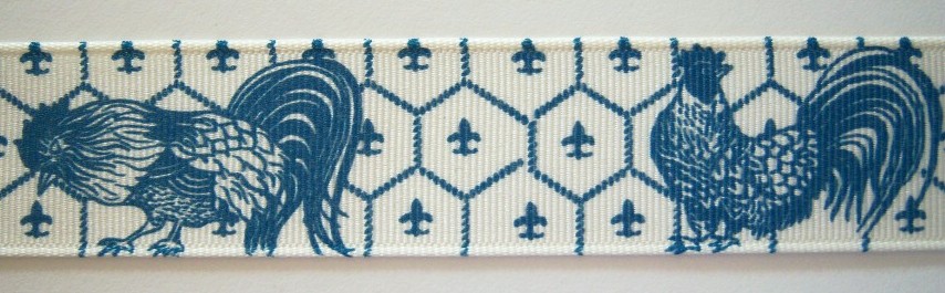 Offray Off White/Wmsbrg Rooster 1 1/4" Grosgrain Ribbon