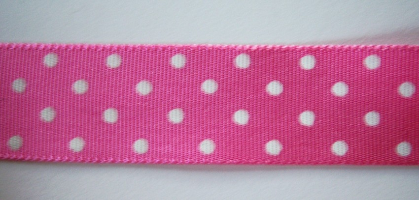 Fiesta Pink/White Dot 15/16" Acetate Grosgrain Ribbon