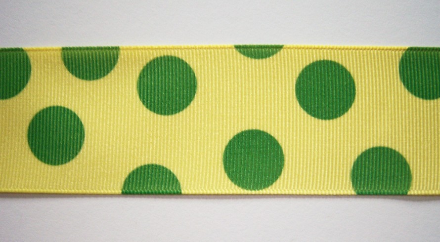Canary/Apple Green Dot 1 1/2" Grosgrain Ribbon