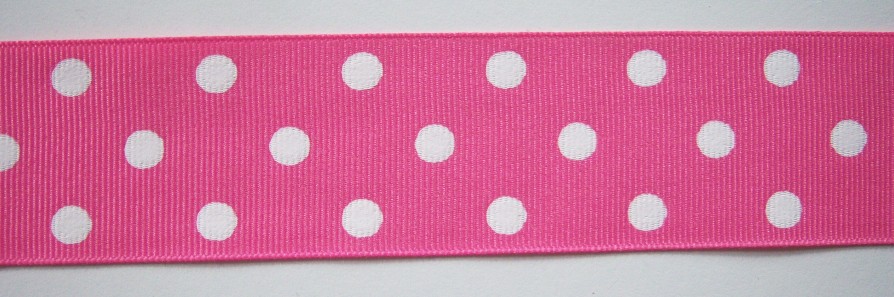 Hot Pink/White Dot 1 1/2" Grosgrain Ribbon