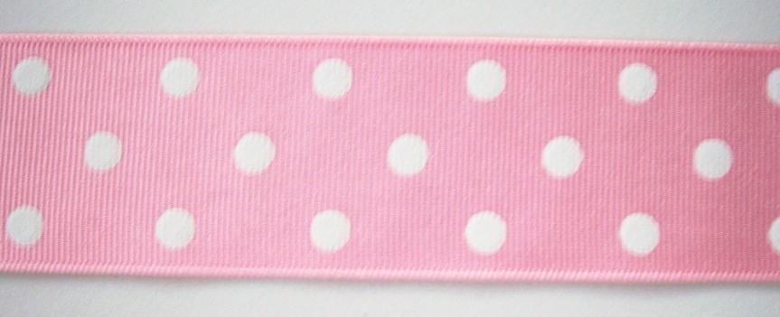 Pink/White Dot 1 1/2" Grosgrain Ribbon