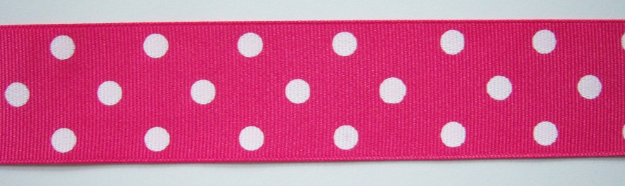 Shocking Pink/White Dot 1 1/2" Grosgrain Ribbon