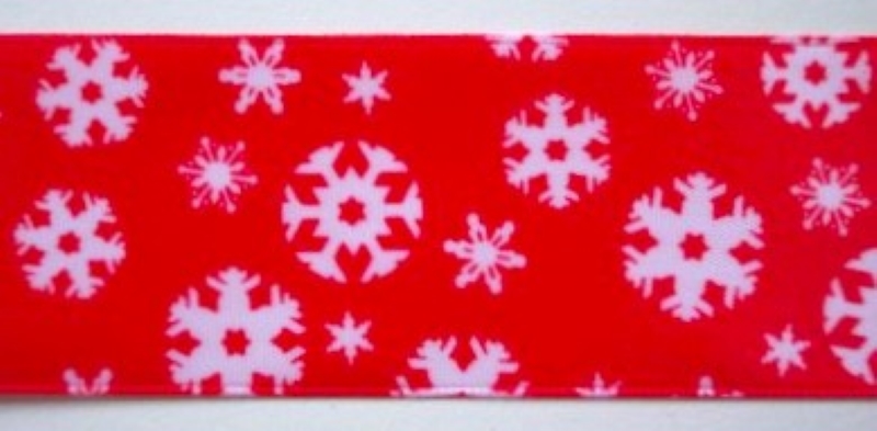 Red/White Snowflake 1 1/2" Satin Ribbon