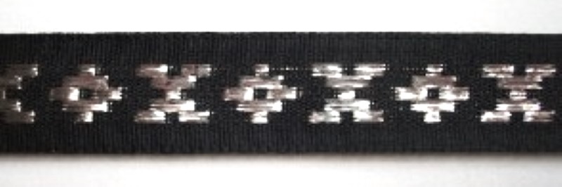 Black/Silver 7/8" Grosgrain