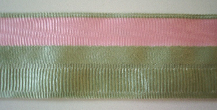 Sage/Pink Moire 1 1/2" Soft Poly Ribbon