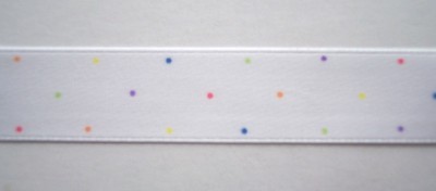 White Confetti 5/8" Satin Ribbon