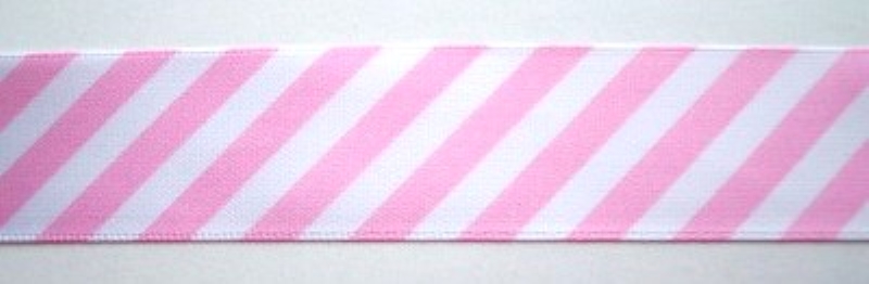 White/Pink Bias 1" Satin Ribbon