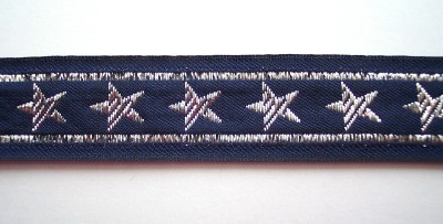 Navy/Silver Stars 1" Ribbon