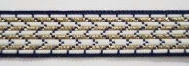 Navy/Cream/Gold 5/8" Jacquard