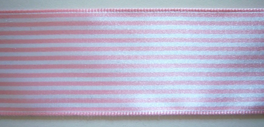 Pink/White Pinstripe 1 1/2" Satin Ribbon