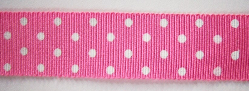Colonial Pink/White Dot 15/16" Grosgrain Ribbon