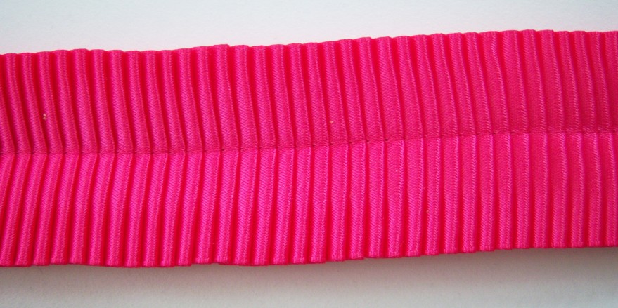 Hot Pink 1 1/2" Two Face Pleated Satin