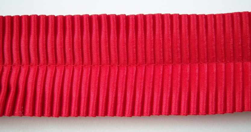 Red 1 1/2" Two Face Pleated Satin