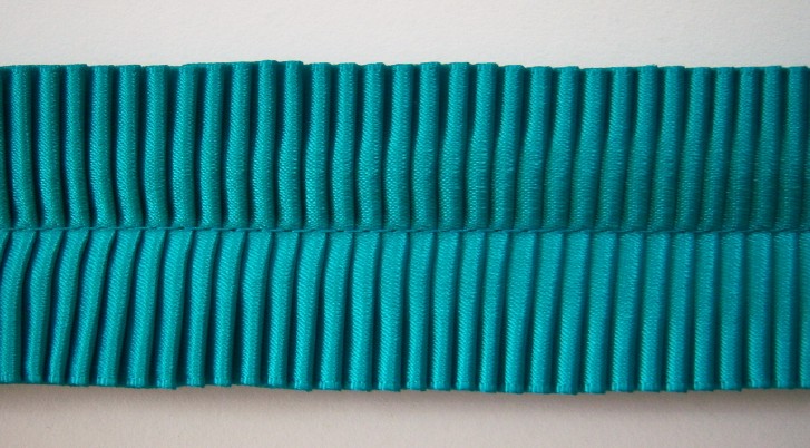 Teal 1 1/2" Two Face Pleated Satin