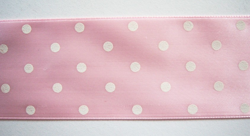 Pink/White Dot 1 1/2" Satin Ribbon