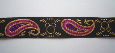 Black/Fuchsia/Gold 1" Ribbon