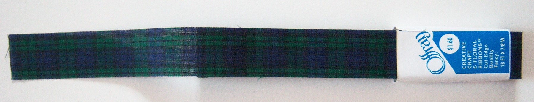 Offray Navy Plaid 7/8" Ribbon