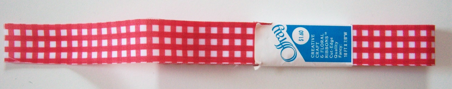 Offray Scarlet Gingham 7/8" Ribbon