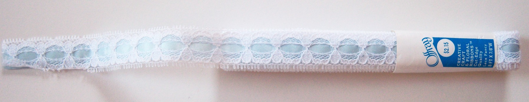 Offray White/Blue 3/4" Lace
