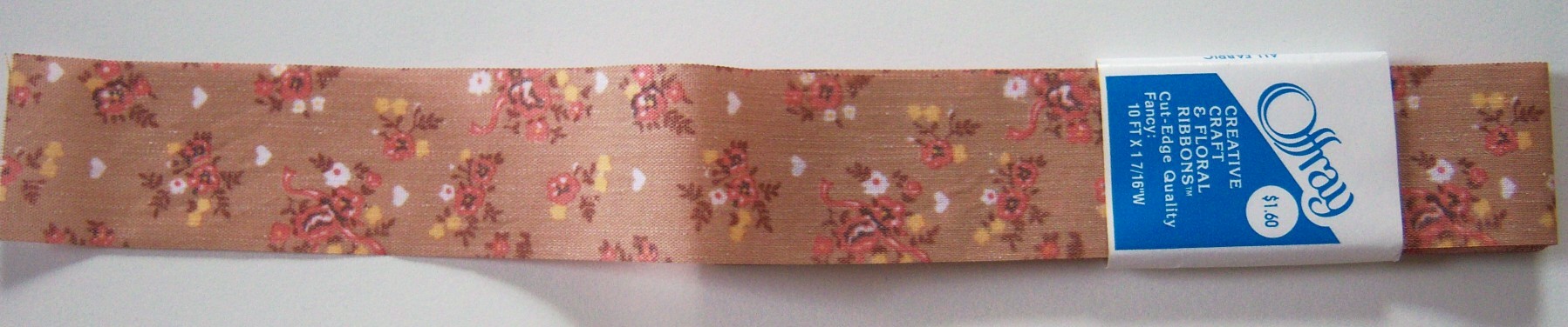 Offray Coffee Floral 1 7/16" Ribbon