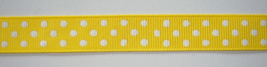 Lemon/White Dot 5/8" Grosgrain Ribbon