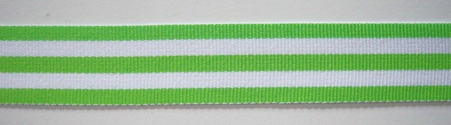 Apple Green/White 7/8" Grosgrain Ribbon