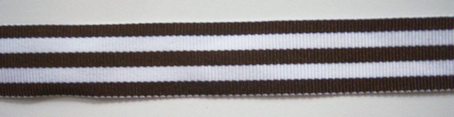Brown/White 7/8" Grosgrain Ribbon