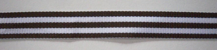 Brown/White 5/8" Grosgrain Ribbon
