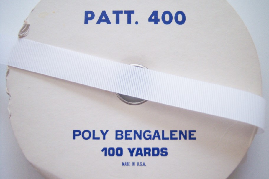 White 7/8" Firm Bengalene Polyester Ribbon