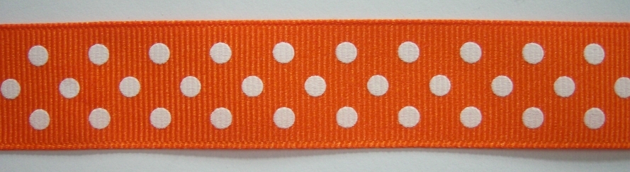 Torrid Orange/White Dot 7/8" Grosgrain Ribbon