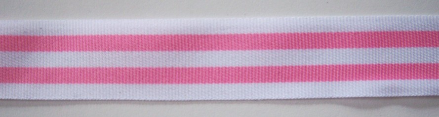 White/Hot Pink 7/8" Grosgrain Ribbon