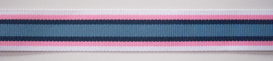 Pink/Black/Grey 7/8" Grosgrain Ribbon