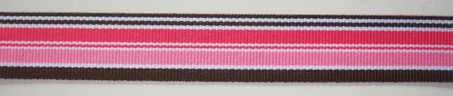 Brown/Pinks 7/8" Grosgrain Ribbon